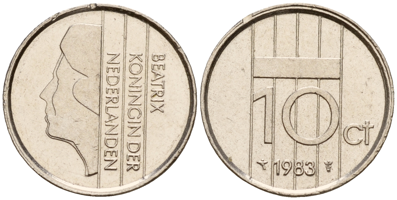 Нидерланды 10 центов 1983 Беатрикс (1980-2013) KM 203 никель    4598-355