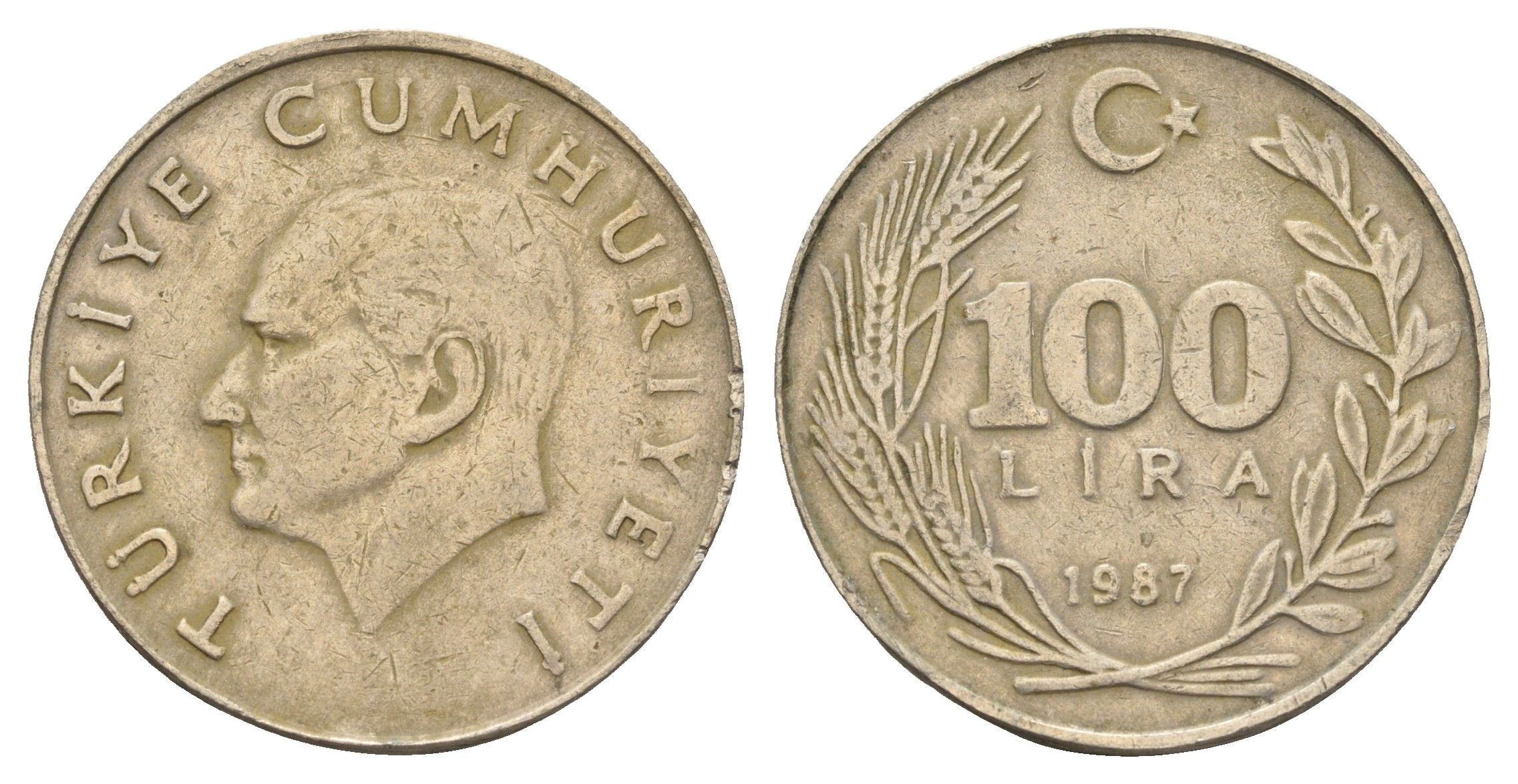 Турция 100 лир 1987 Кемаль Ататюрк KM 967 медь цинк никель 91-524