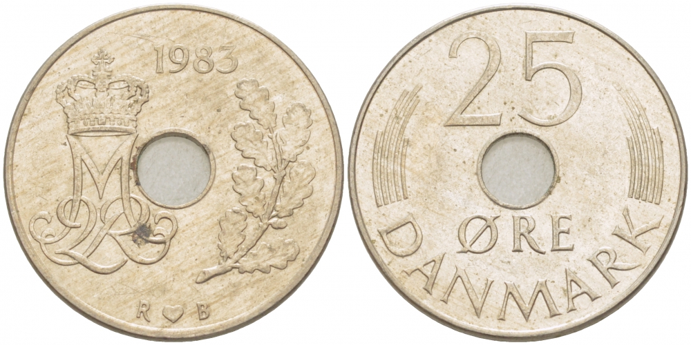 ДАНИЯ 25 ЭРЕ 1983 КМ 861.3 медно-никель 4402-1254