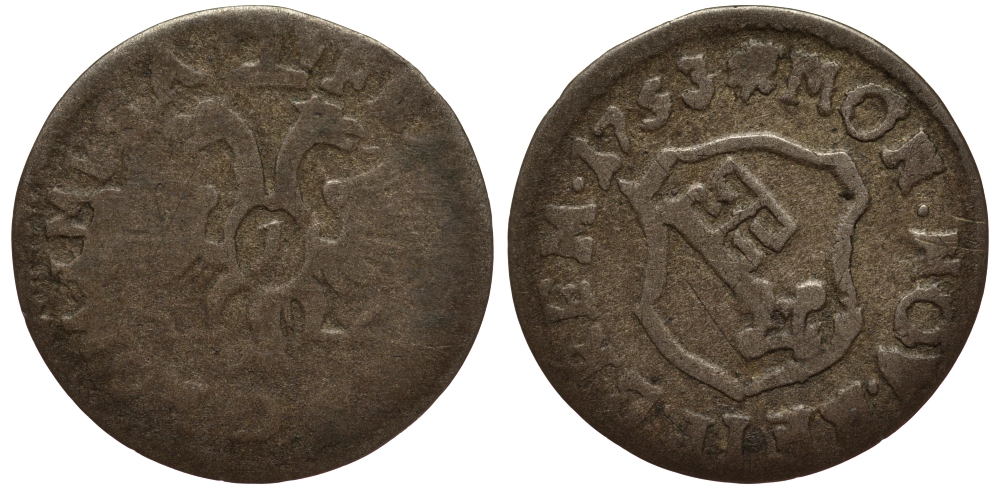 Бремен 1 гротен 1753 KM 212, Jungk 1002 ff серебро 1517-625