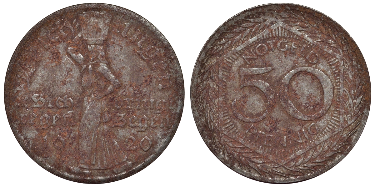 Германия, Ляйхлинген 50 пфеннигов 1920 Северный Рейн-Вестфалия, нотгельд железо 4121-445