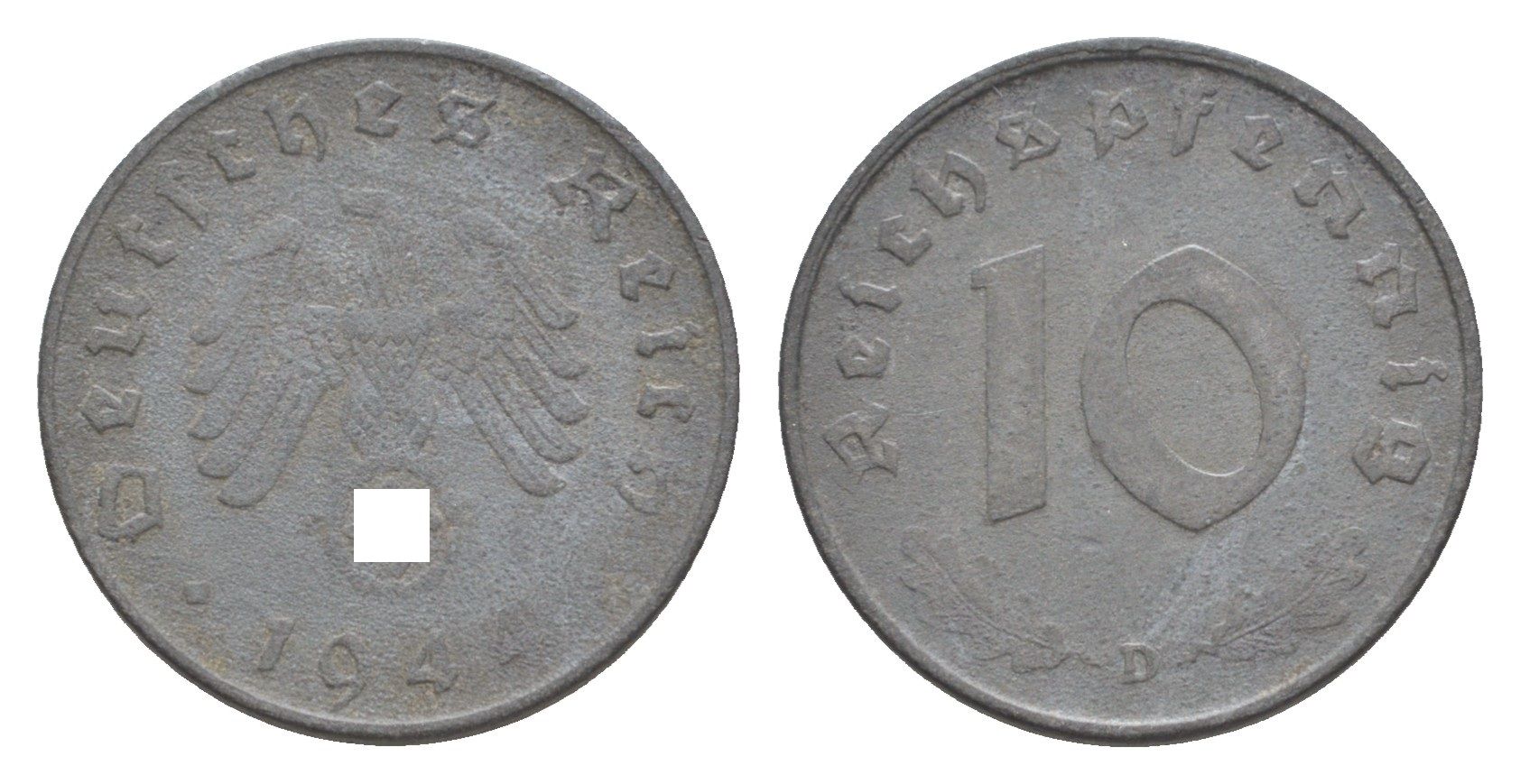 Германия 10 рейхспфеннигов 1944 D KM 101, J. 371 цинк 4647-831