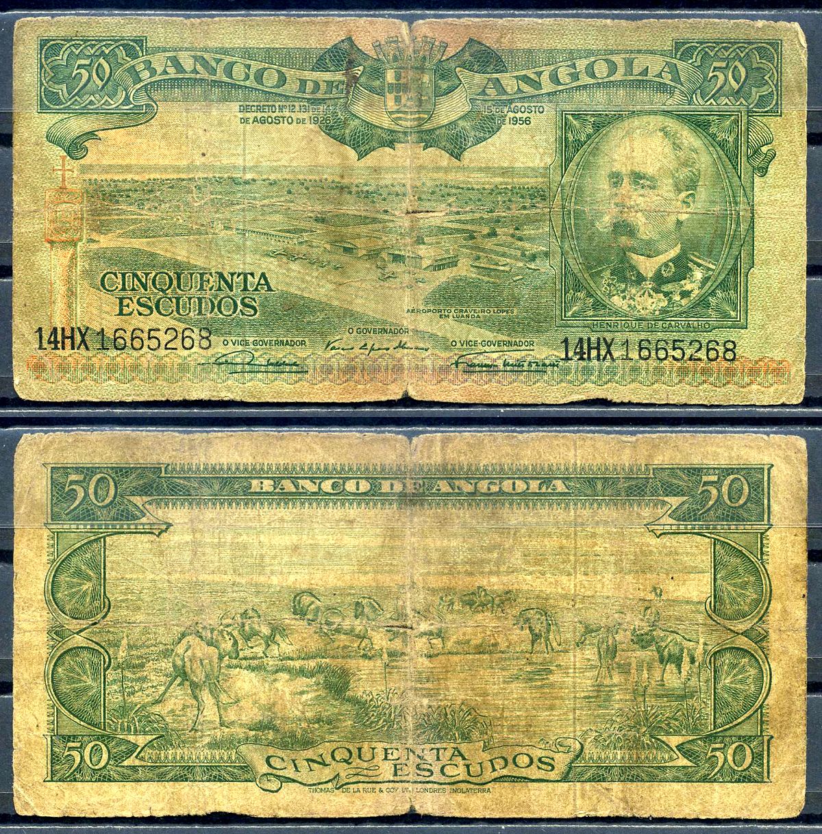 Ангола 50 эскудо 1956  Pick 88  бумага   2119-30-3-1