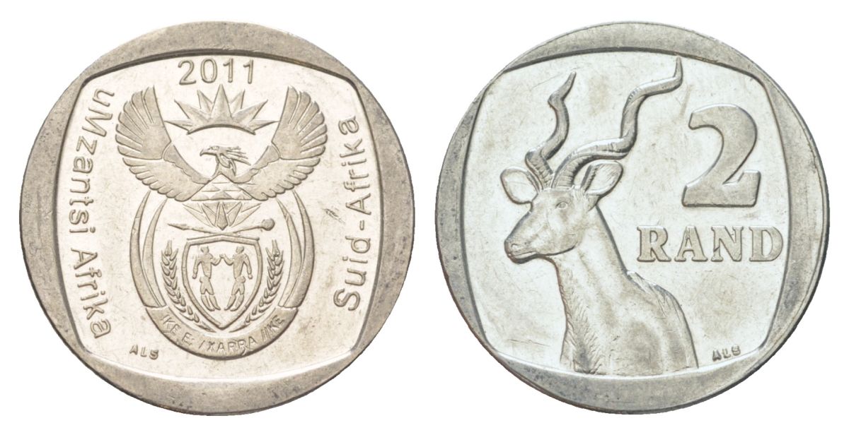 ЮАР 2 ранда 2011 KM 505 медь плакированная никелем UNC 4628-316