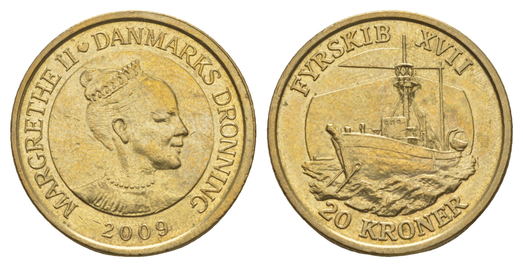 Дания 20 крон 2009 Корабли - Плавучий маяк KM 935 алюминиевая бронза UNC 4650-822