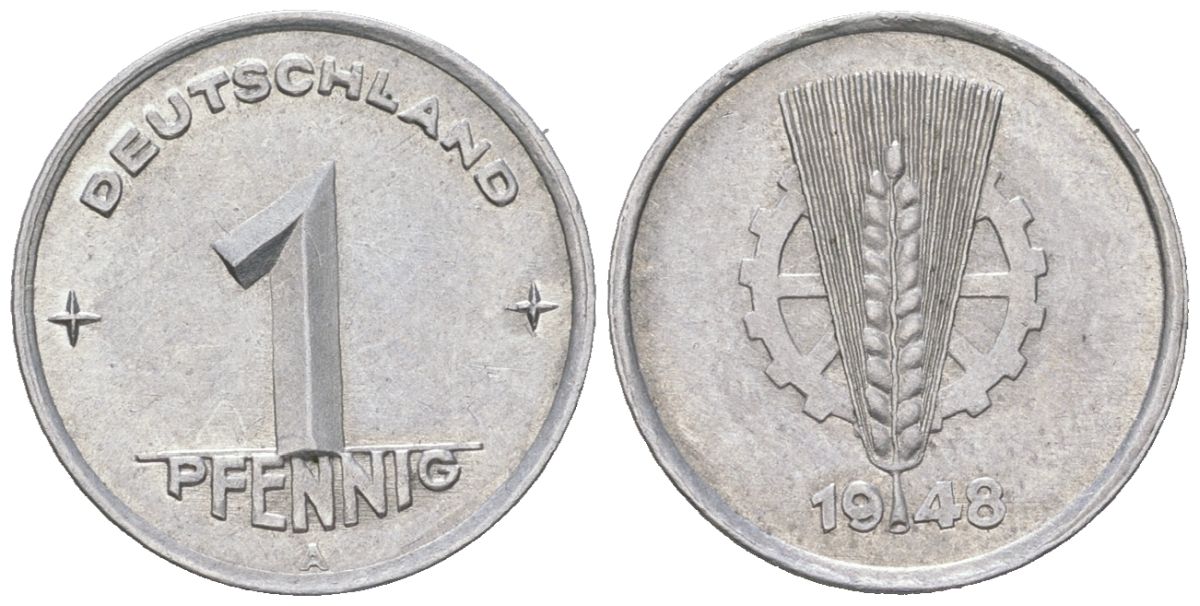 ГДР 1 пфенниг 1948 A KM 1 алюминий aUNC 218-1146