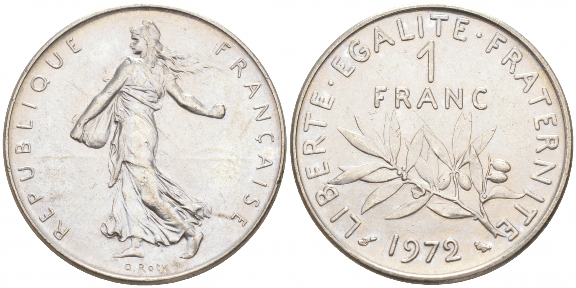 ФРАНЦИЯ 1 ФРАНК 1972 СЕЯТЕЛЬ KM 925.1 никель 68-116