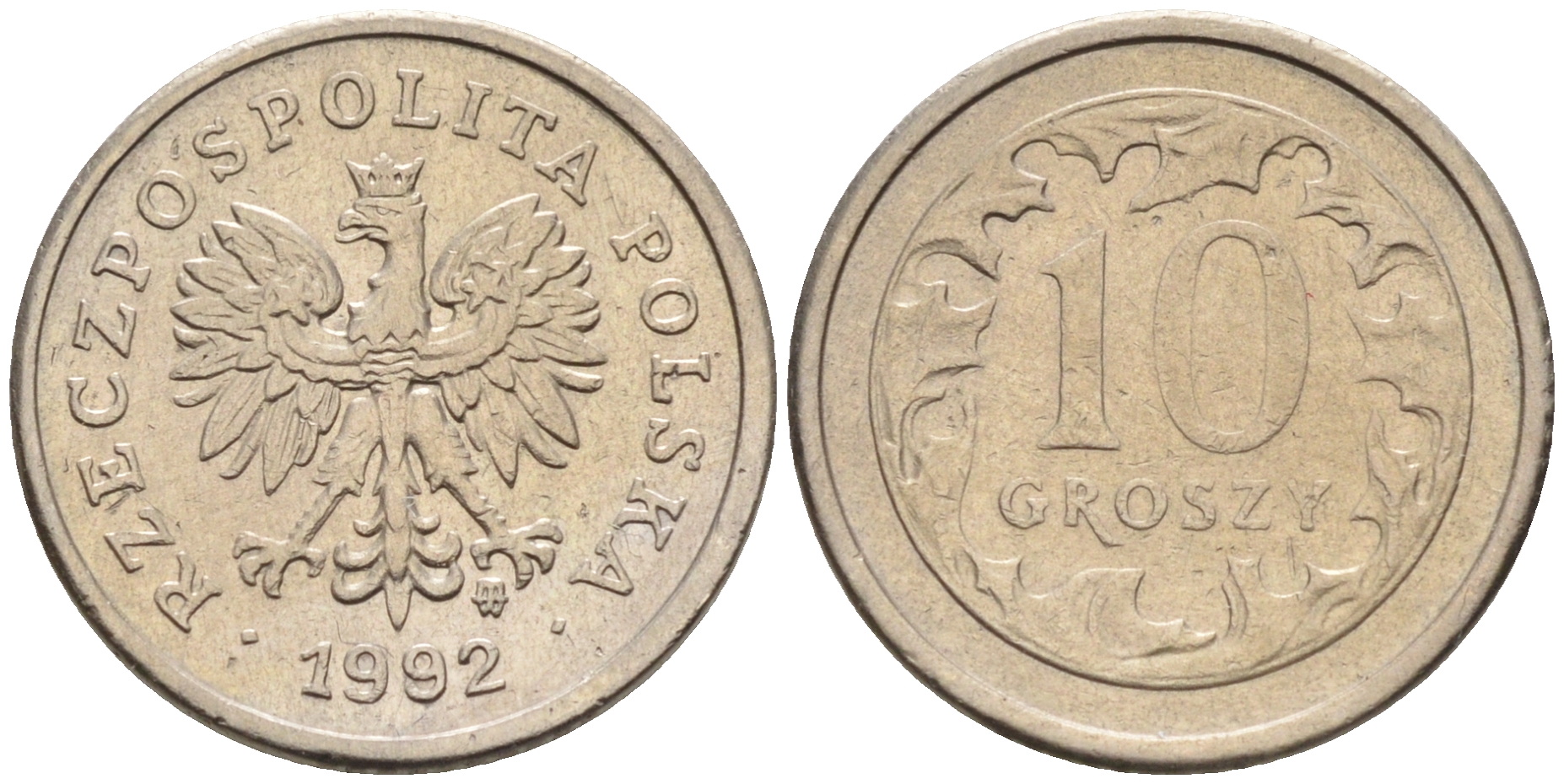 Польша 10 грошей 1992 MW KM 279 медно-никель    4136-947