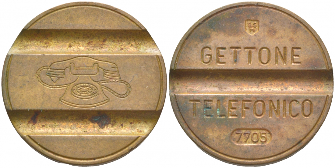 ИТАЛИЯ ТЕЛЕФОННЫЙ ЖЕТОН № 7705 латунь 73-1035