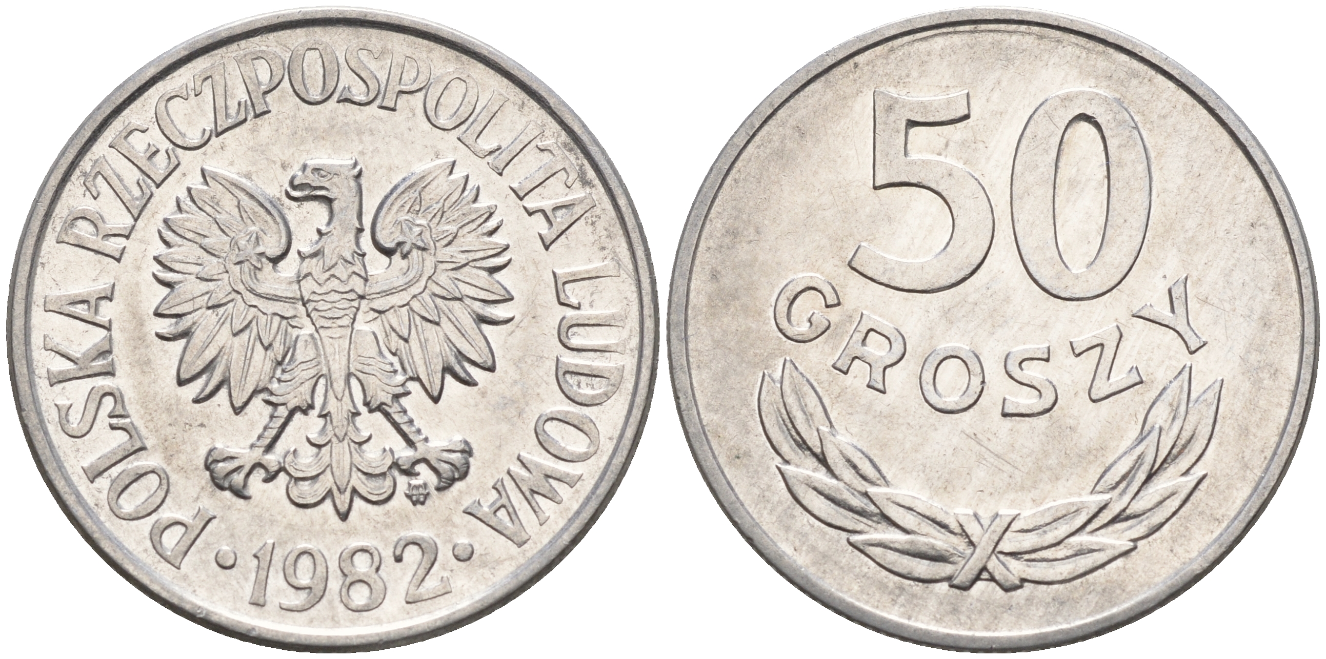 Польша 50 грошей 1982 MW KM 48.1 алюминий  UNC  4161-144
