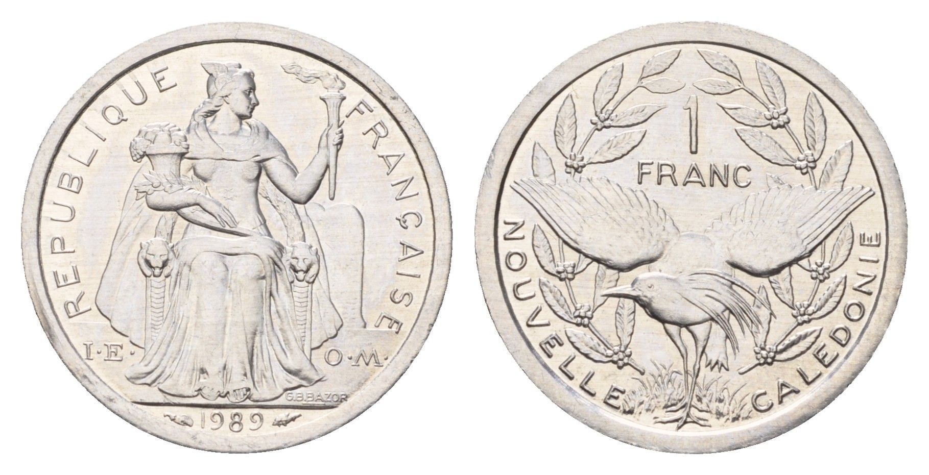 Новая Каледония 1 франк 1989 KM 10 алюминий UNC 181-942