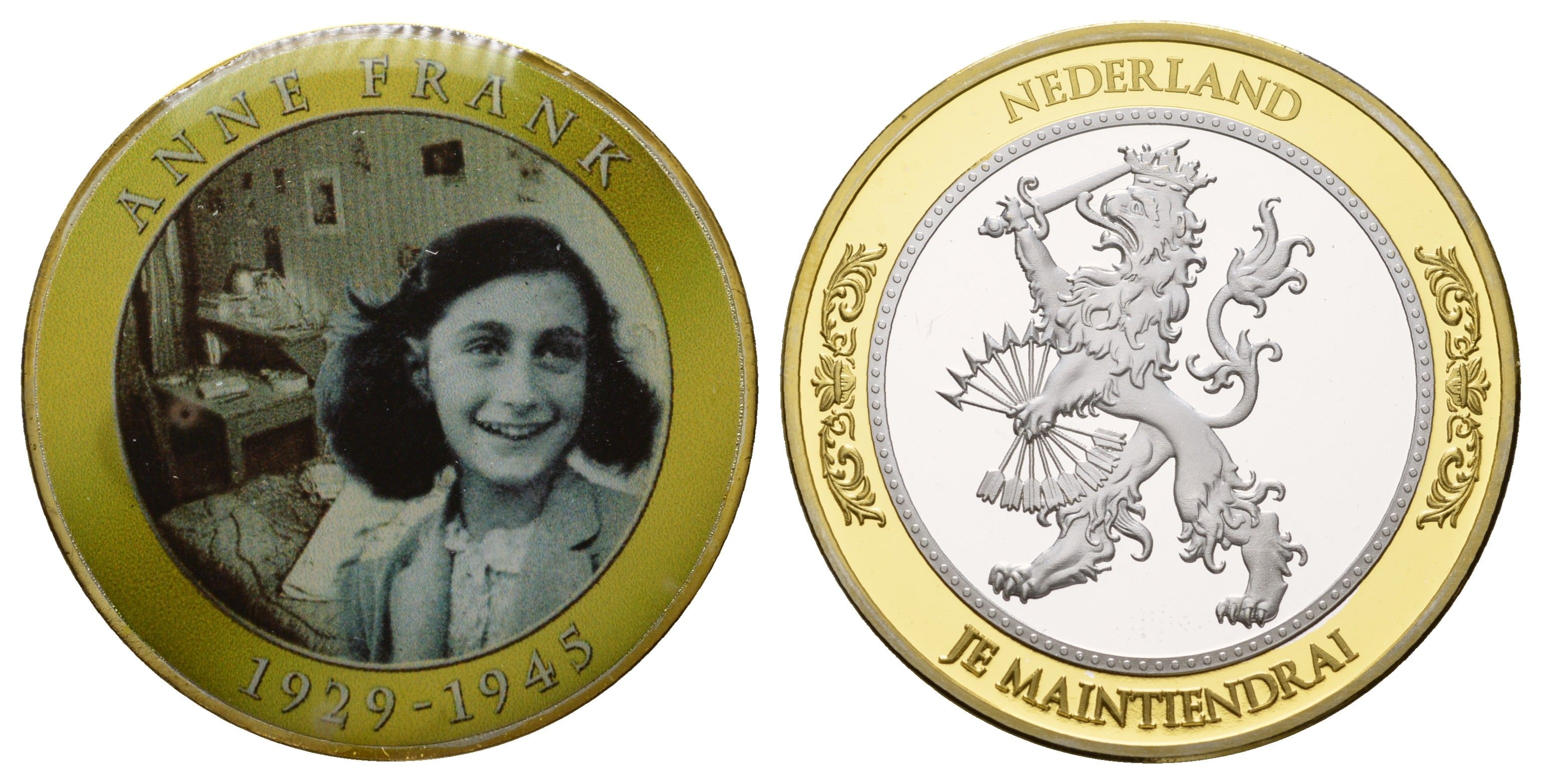 Нидерланды медаль королевского монетного двора "Великие люди - Анна Франк" 2011 диаметр 40 м, вес 32 гр. С сертификатом подлинности биметалл 11-083-33