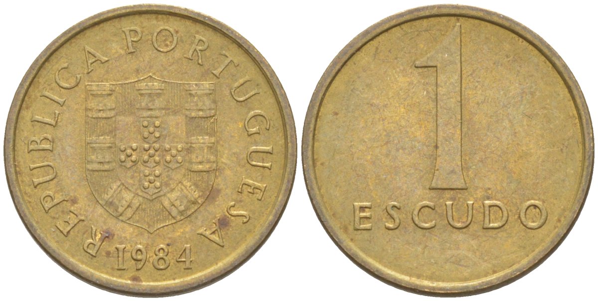 Португалия 1 эскудо 1984 KM 614 никель латунь 187-523