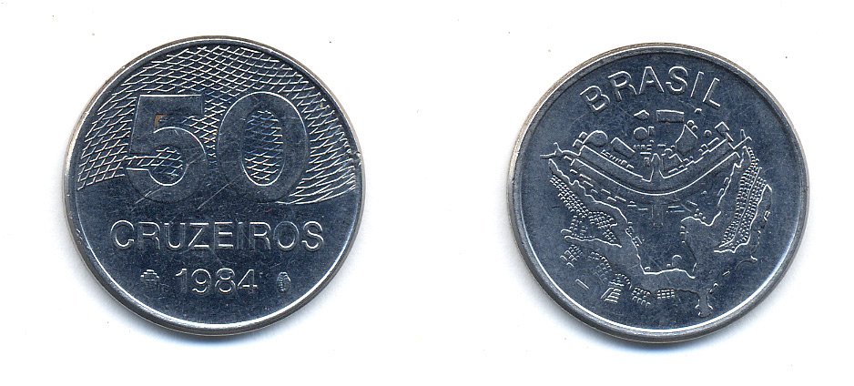 БРАЗИЛИЯ 50 КРУЙЗЕЙРО 1984 KM 594.1 сталь aUNC 51-5743