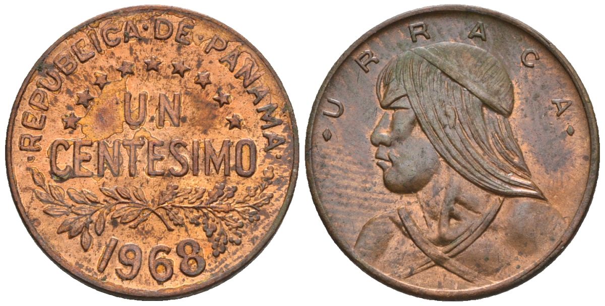 Панама 1 сентесимо 1968  KM 22 бронза  aUNC  4609-845