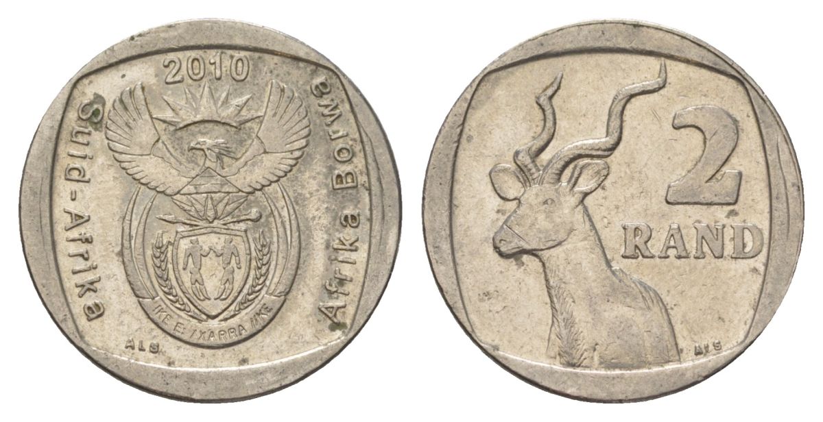 ЮАР 2 ранда 2010 KM 498 медь плакированная никелем 4628-245