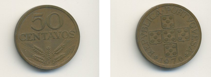 ПОРТУГАЛИЯ 50 СЕНТАВО 1976 KM 596 бронза 56-1054