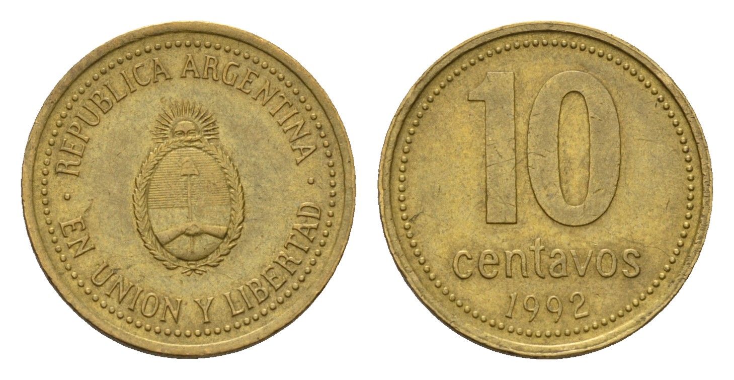 Аргентина 10 сентаво 1992 KM 107 алюминиевая бронза 4687-947