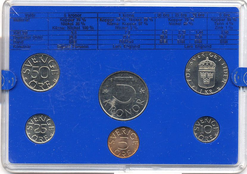 Швеция набор монетного двора из 6 монет 1981 в пластике, Карл XVI Густав (1973- ) KM MS19 UNC 4-3-7-179