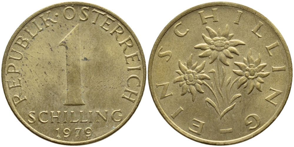 АВСТРИЯ 1 ШИЛЛИНГ 1979 KM 2886 алюминиевая бронза 4397-432
