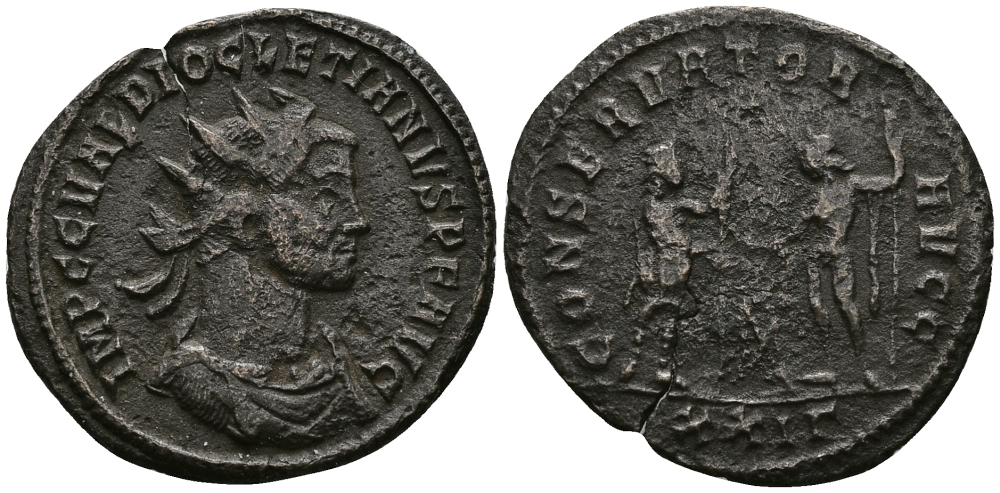 Римская Империя аврелианиан 289 - 290 Диоклетиан CONSERVATOR AVGG Сисция Good Very fine RIC 262 бронза 1073-6-32