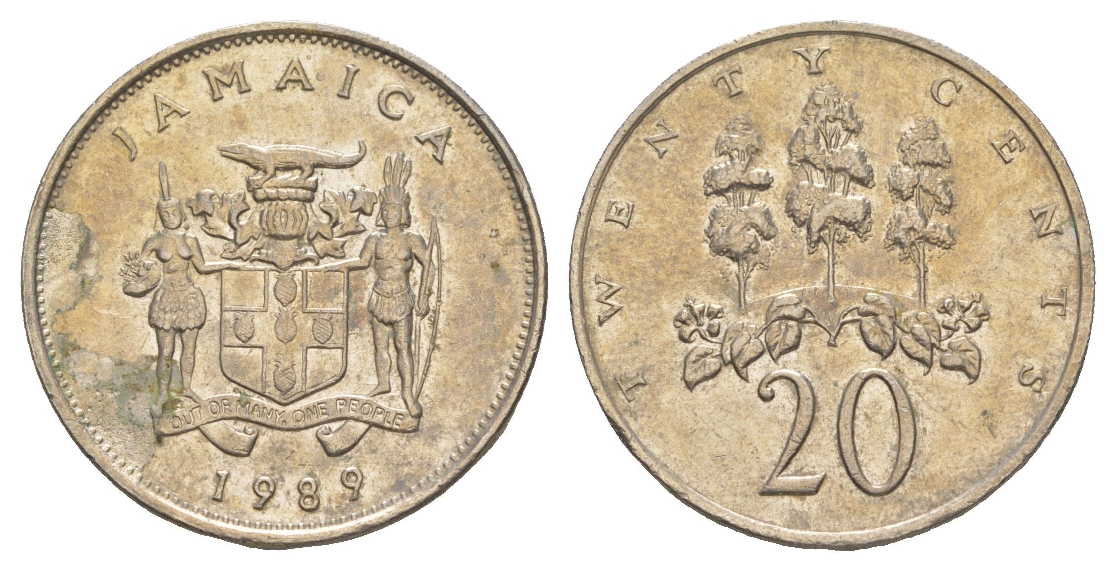 Ямайка 20 центов 1989 KM 48 медно-никель 4652-617