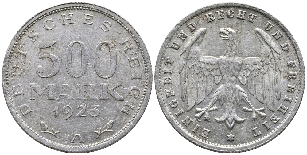 ГЕРМАНИЯ 500 МАРОК 1923 А KM 36, J. 305 алюминий 38-314