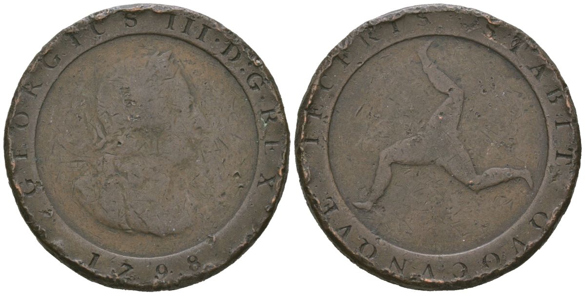 Остров Мэн 1/2 пенни 1798 Георг III KM 10 медь 94-426