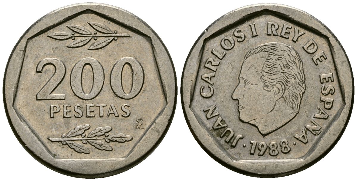 Испания 200 песет 1988 KM 829 медно-никель 4586-1026