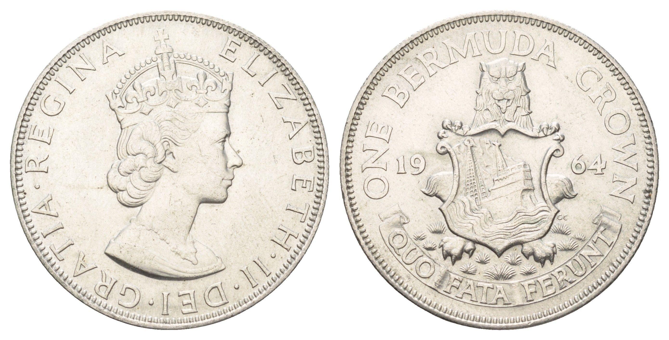 Бермудские острова (Бермуды) 1 кроны 1964 год-тип KM 14 серебро 1522-623