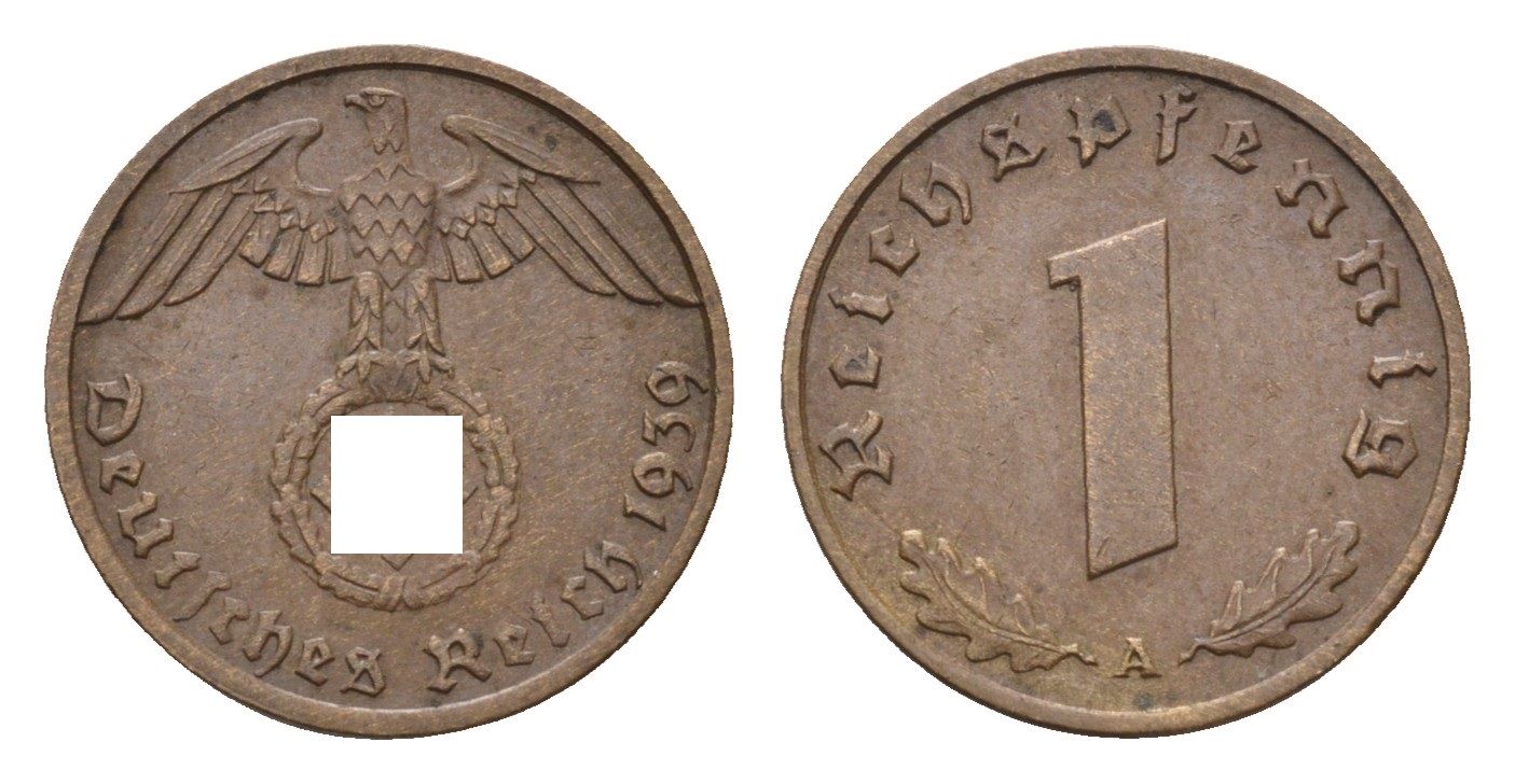 Германия 1 рейхспфенниг 1939 A KM 89, J. 361 бронза 4684-1154