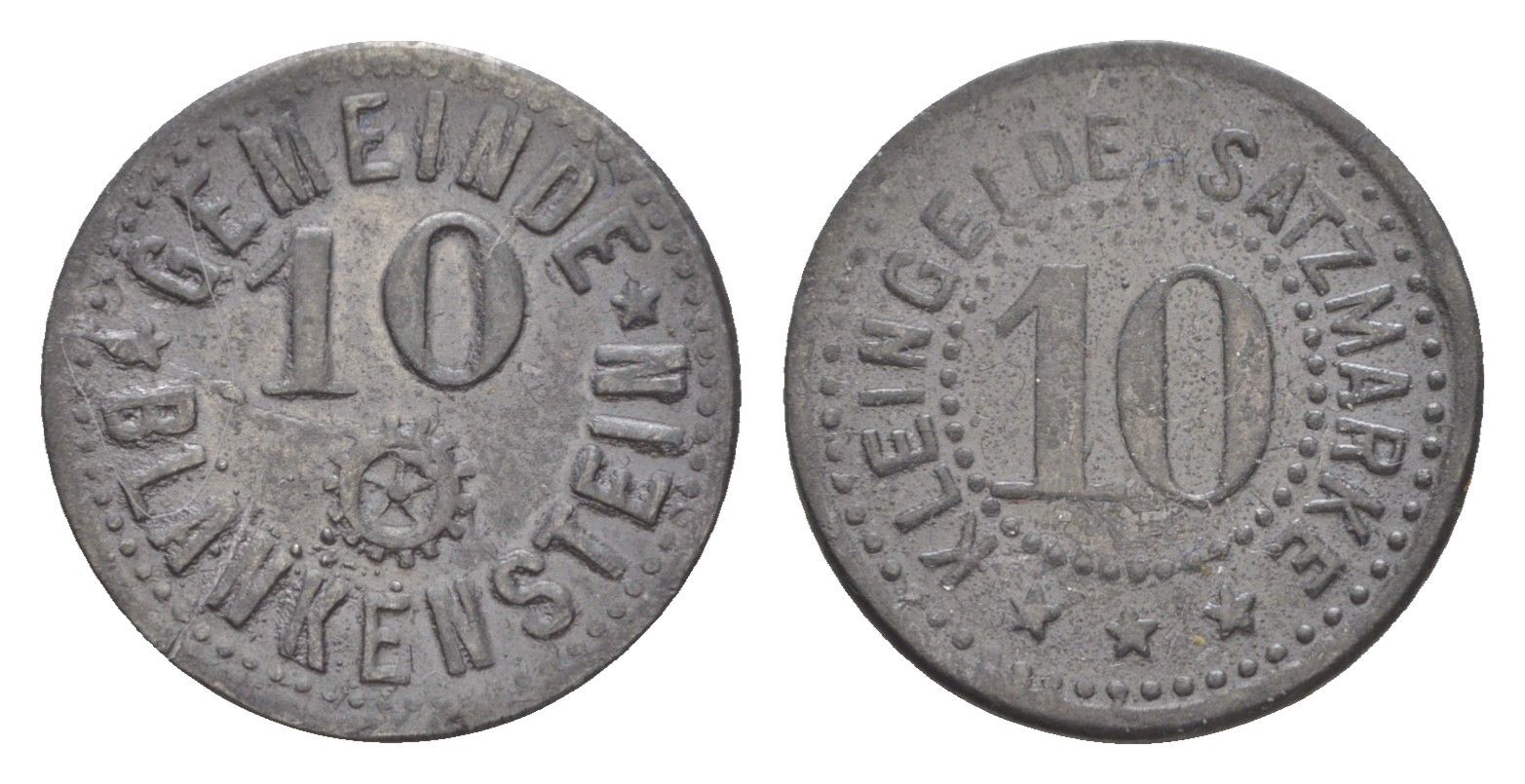 Бланкенштайн 10 пфеннигов ND Funck 46.4, Men05 2945.3, Men18 3770.3 цинк 1528-244