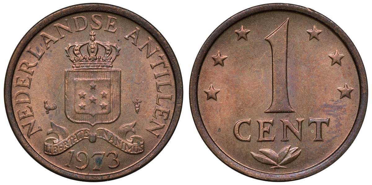 Нидерландские Антилы 1 цент 1973 Юлиана (1948-1980) KM 8 бронза UNC 4118-441
