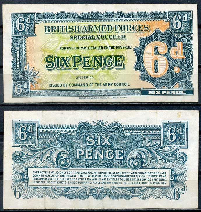 Великобритания 6 пенсов 1948 для вооруженных сил, серия 2 Pick M17a  бумага   8614-56-3-2
