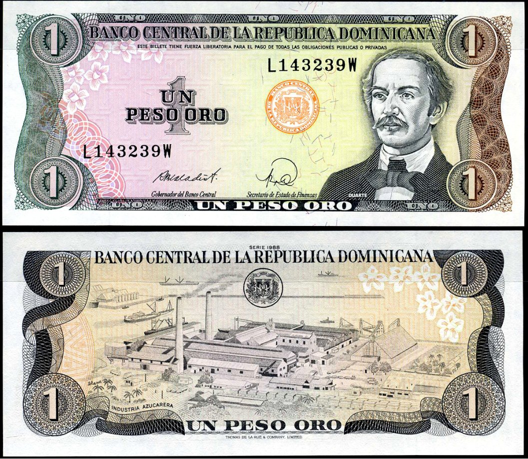 Доминиканская Республика 1 песо 1988 Хуан Пабло Дуарте Pick 126 c бумага UNC (пресс) 7183-7-1-1