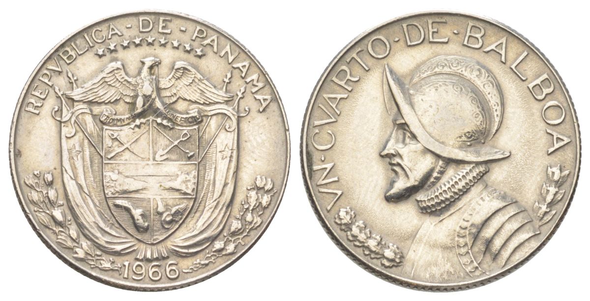 Панама 1/4 бальбоа 1966 KM 11.2a медь плакированная медно-никелем 4624-236