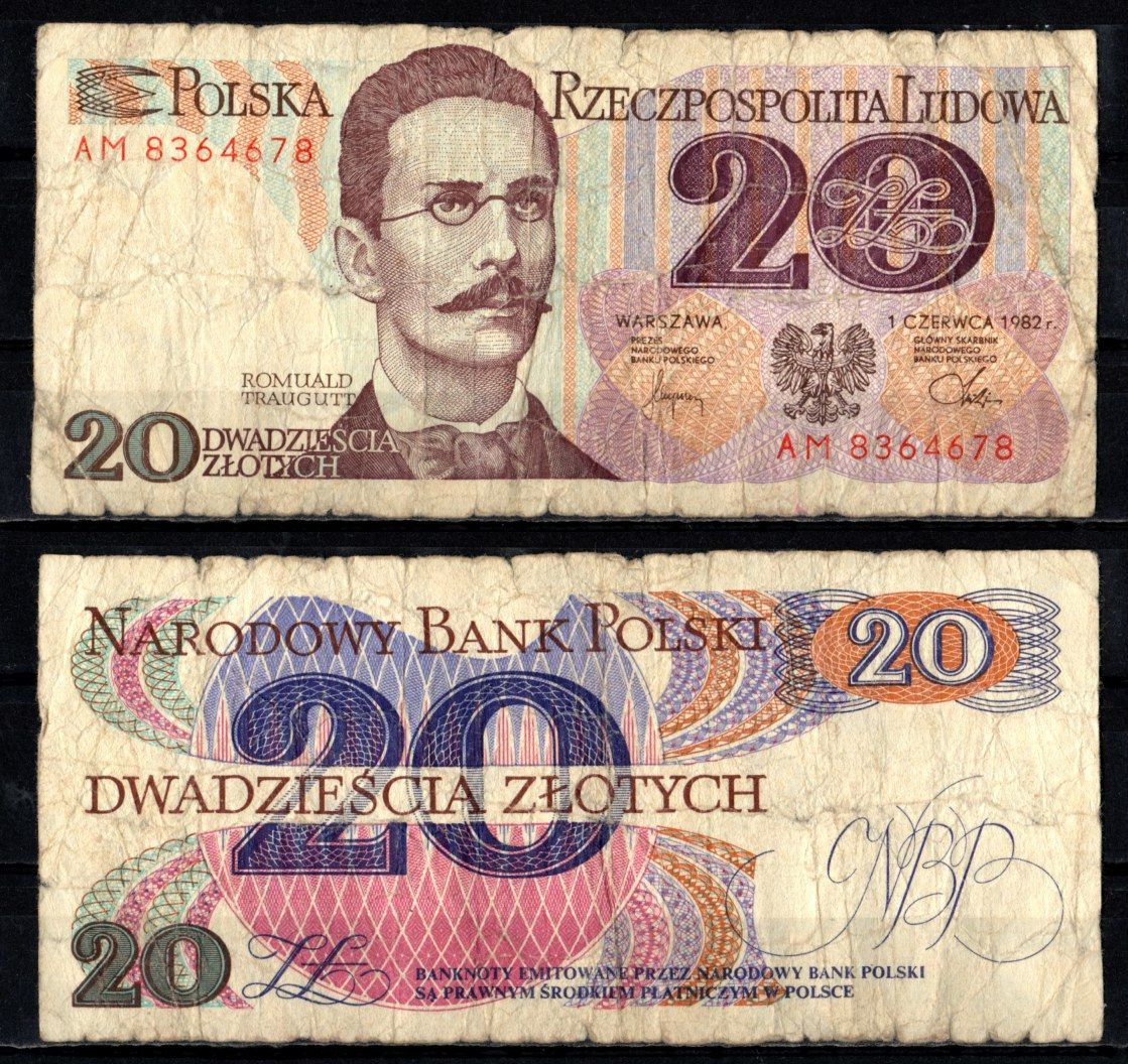 Польша 20 злотых 1982 Pick 149 a (2) бумага 6262-35-5-1