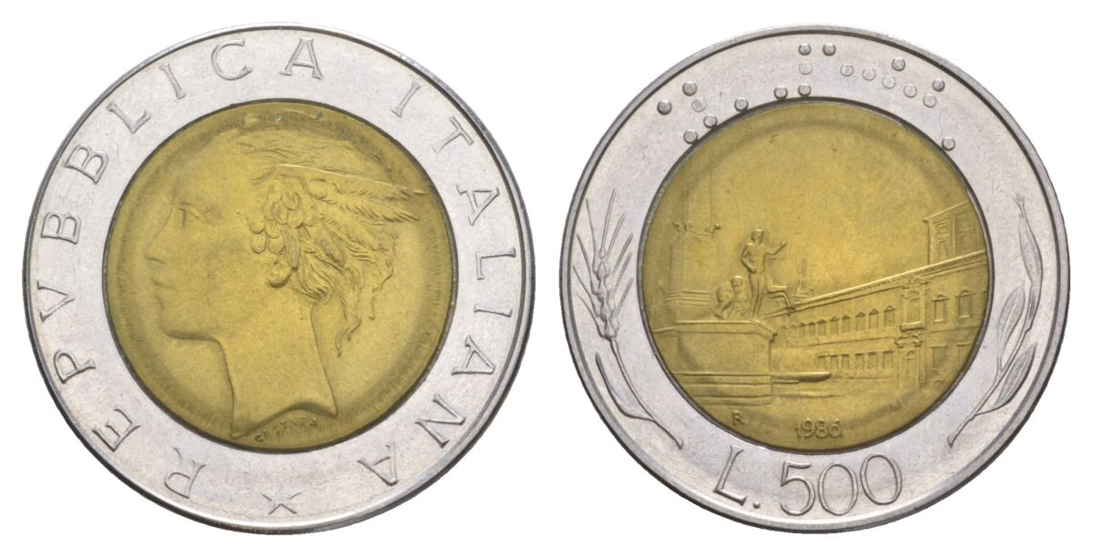 Италия 500 лир 1986 R KM 111 биметалл 4633-757