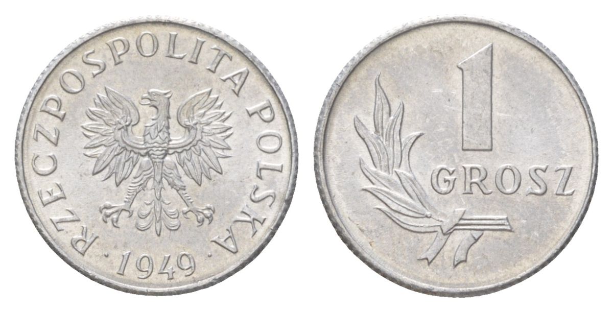 Польша 1 грош 1949 Y 39 алюминий UNC 4627-869