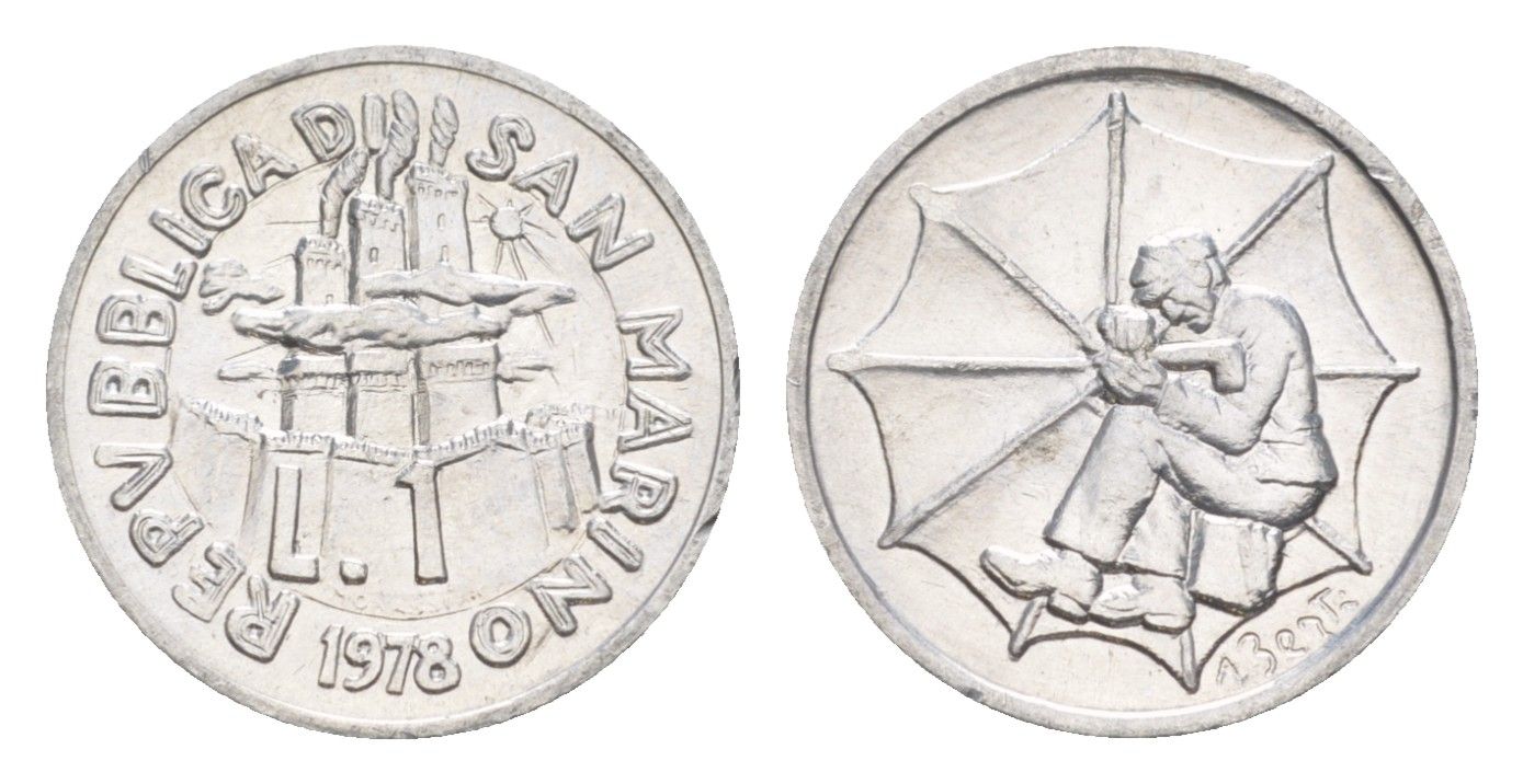 Сан-Марино 1 лира 1978 Работа KM 76 алюминий UNC 4647-218