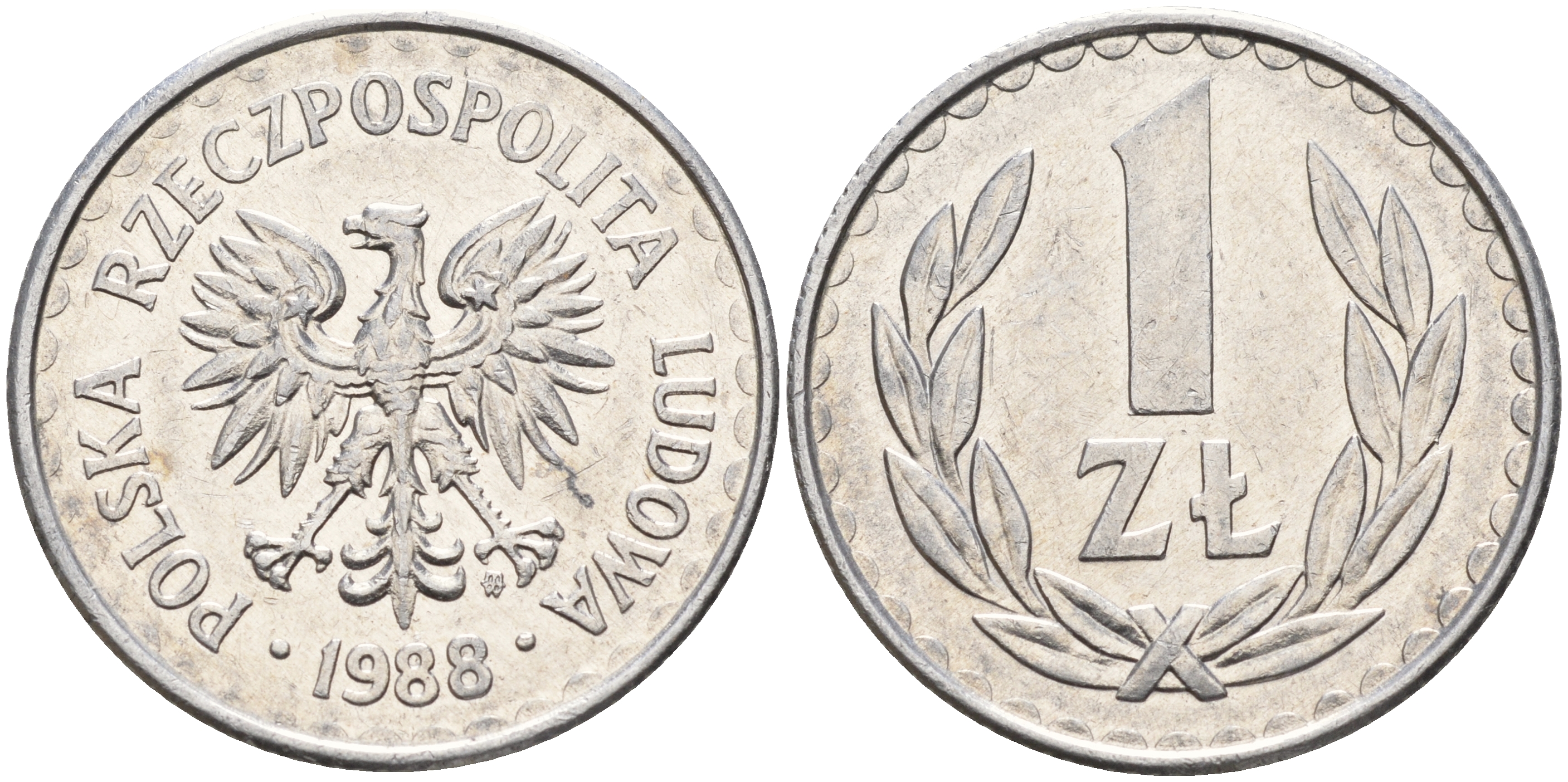 Польша 1 злотый 1988 MW KM 49.2 алюминий    4159-1257
