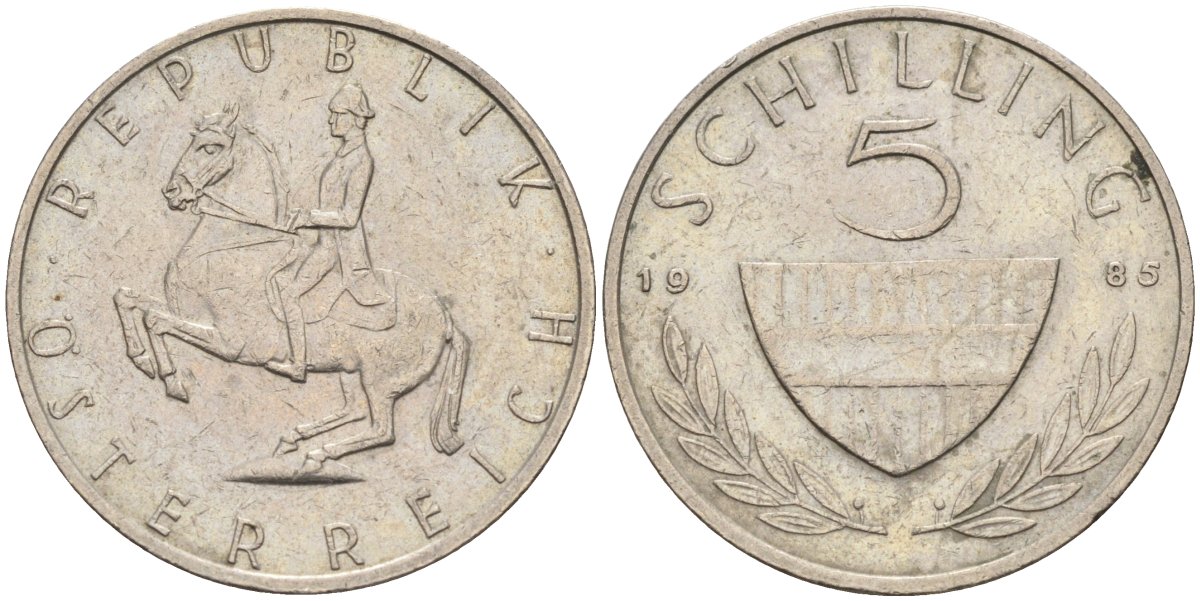 Австрия 5 шиллингов 1985 KM 2889a медно-никель 4116-957