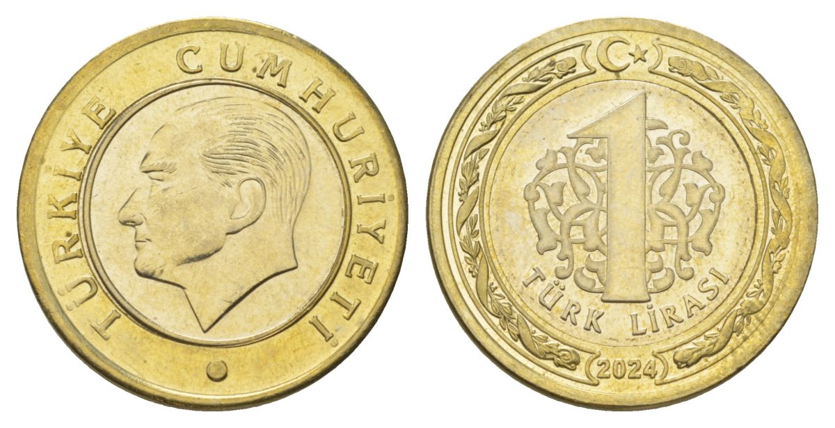 Турция 1 лира 2024 Кемаль Ататюрк KM?1575 биметалл UNC 4390-522
