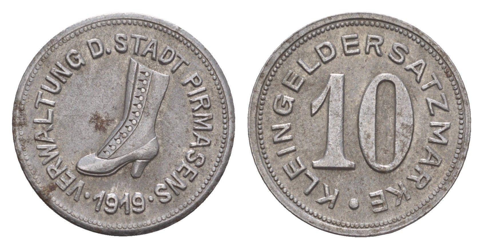 Пирмазенс 10 пфеннигов 1919 Funck 426.10A, Men18 25724.16 железо 4659-352