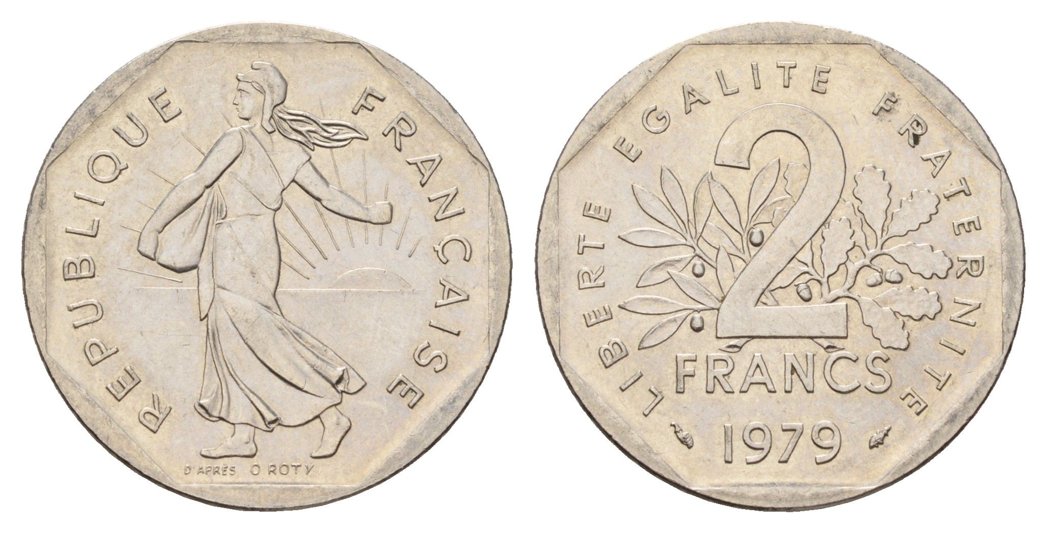 Франция 2 франка 1979 сеятель KM 942.1, Le Franc 272.3 никель 3459-826