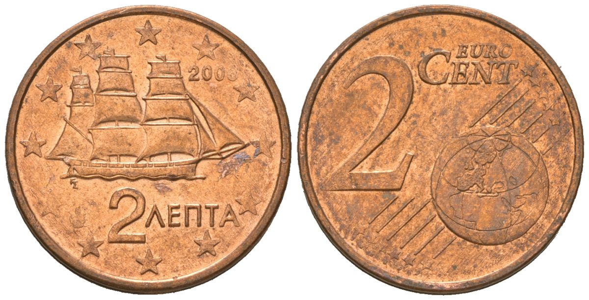 Греция 2 евроцента 2006 KM 182 сталь плакированная медью aUNC 4618-851