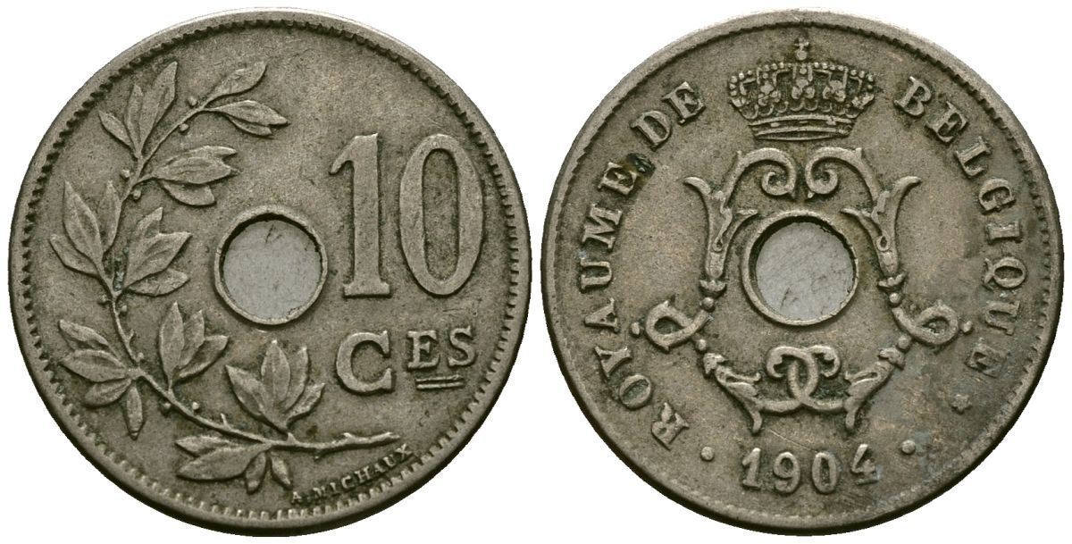 Бельгия 10 сантимов 1904 Belgique KM 52 медно-никель 4172-734