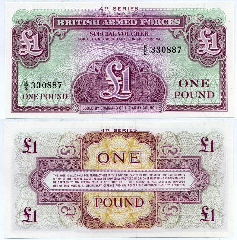 АНГЛИЯ 1 ФУНТ 1962 4 СЕРИЯ, ДЛЯ ВООРУЖЕННЫХ СИЛ Pick М36 бумага UNC (ПРЕСС) 7552-55-1