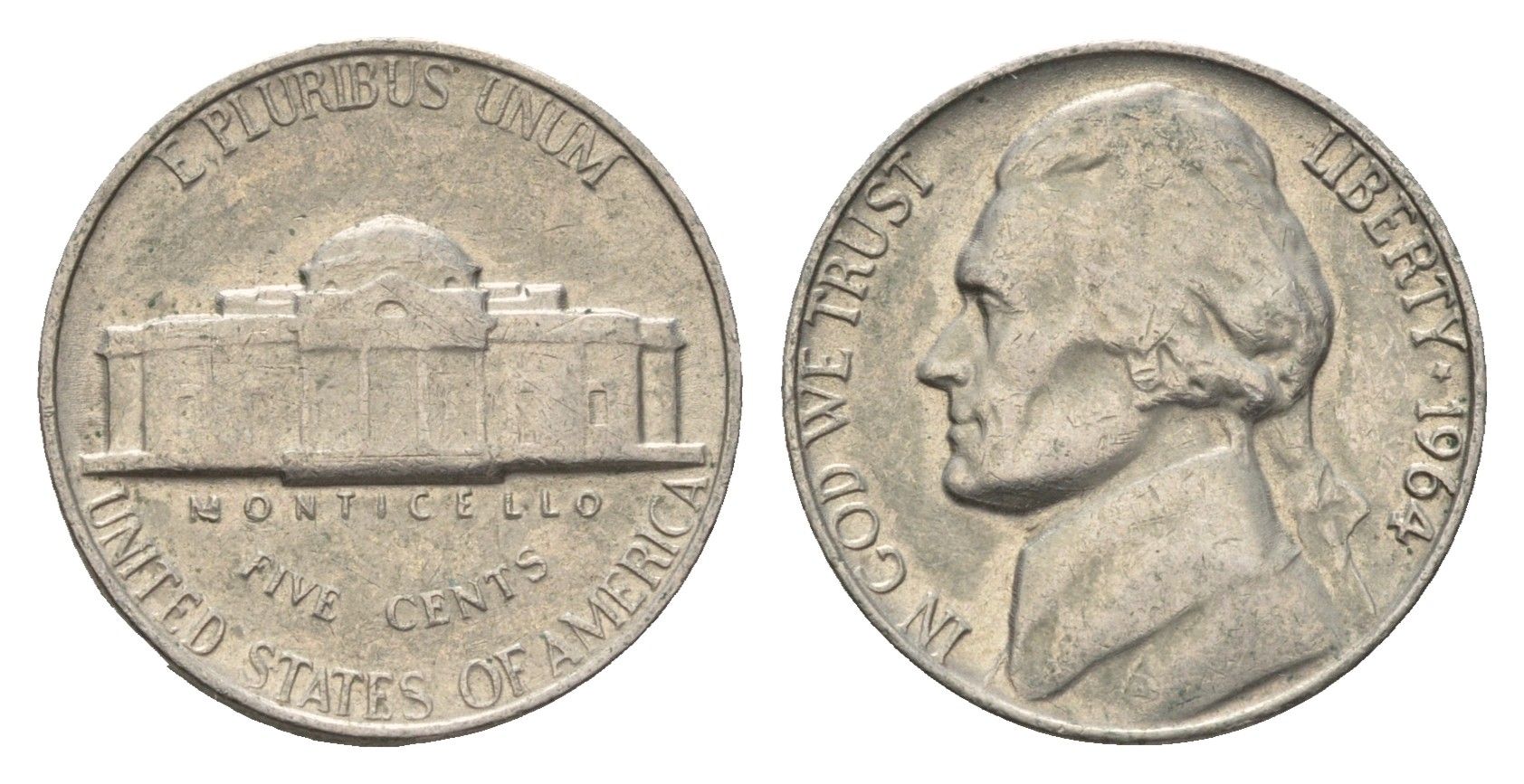 США 5 центов 1964 Джефферсон KM A192 медно-никель 4674-532