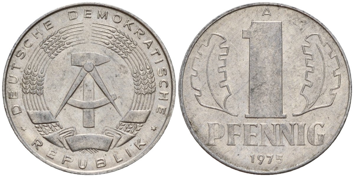 ГДР 1 пфенниг 1975 A KM 8.1 алюминий 112-121